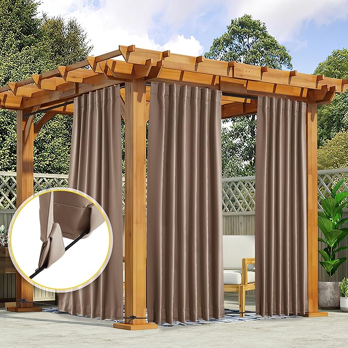 NICETOWN 2 Panels Waterproof Outdoor Curtains Fixed Pocket & Back Tab on Top & - Image 7