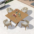 PURPLE LEAF 5 Pieces Oversized Square Outdoor Dining Set by PURPLELEAF