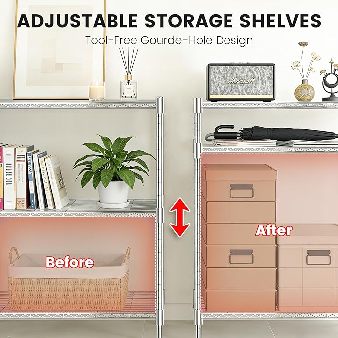 Xcity Storage Shelves, 3 Tier Heavy Duty Metal Shelving Unit, 1200 LBS Capacity - Image 4