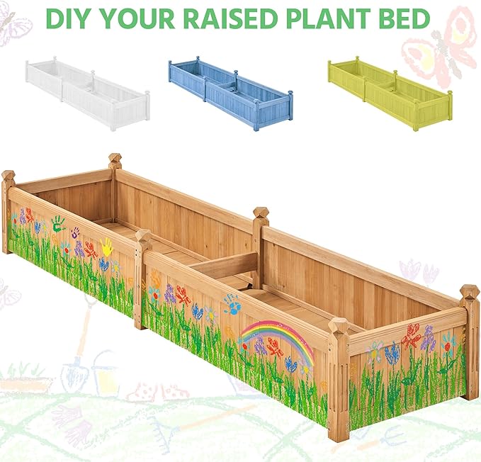 Yaheetech 90.5″ L×23.5″ W×16″ H Wooden Raised Garden Bed, Horticulture Wood - Image 8