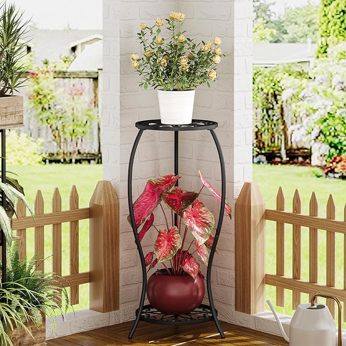 Plant Stand Indoor Outdoor, 2 Tier Metal Tall Plant Stand, Flower Pot Stand - Image 4