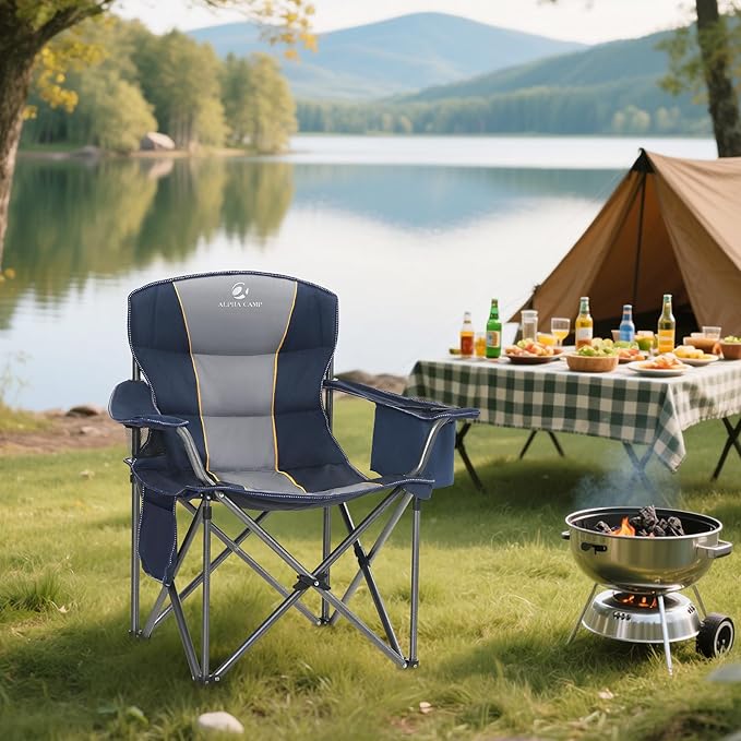 ALPHA CAMP Heavy Duty Camping Chair 500LBS Capacity, Oversized Folding Chair - Image 2