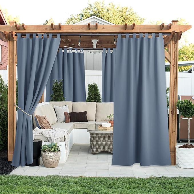 NICETOWN 2 Panels Self Stick Tab Top Outdoor Curtainss - Image 2