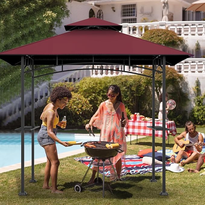 Grill Gazebo Replacement Top, 5 * 8 Outdoor BBQ Top Cover, Double Layer BBQ - Image 5