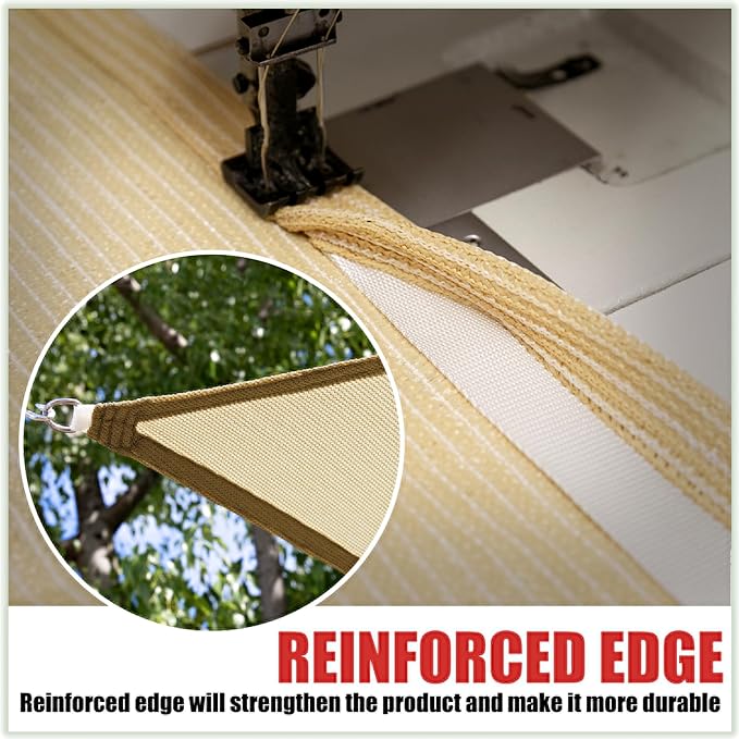 ColourTree TAPR1616 Custom Size 6' x 15' Beige Sun Shade Sail Canopy UV Block - Image 5