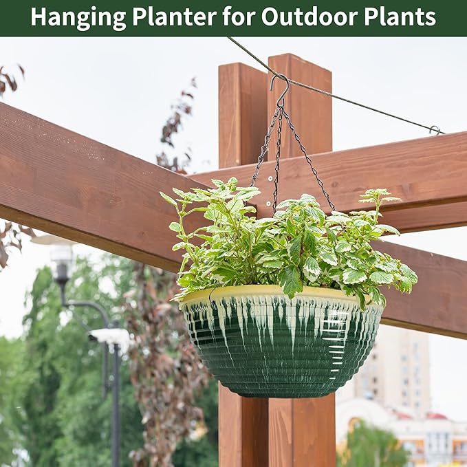 12 inch Large Hanging Planters for Indoor Outdoor Plants, Hanging Baskets for - Image 6