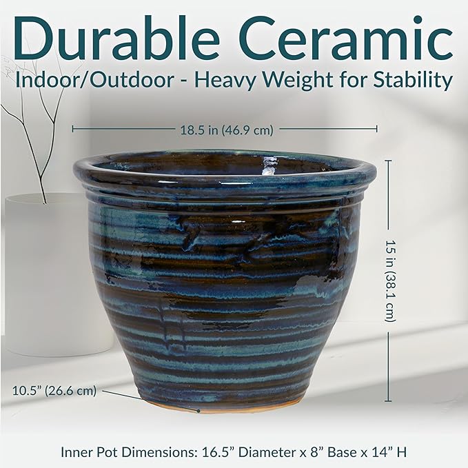 Sunnydaze Large Ceramic Plant Pot - Image 5