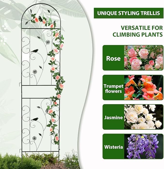 Metal Garden Trellis for Climbing Plants, 86.5" x 19.7" Metal Plant Trellis - Image 5