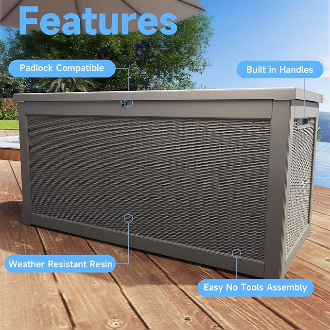 310 Gallon Lockable Outdoor Storage Box – Waterproof Resin Deck Box - Image 5