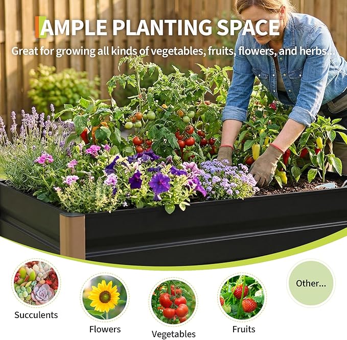 Garvee Aluminum Raised Garden Bed 4' x 2' x 16", Open-Bottom Deep Design - Image 7
