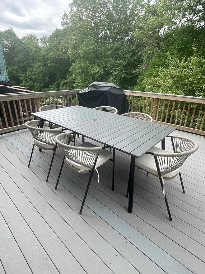 83" Patio Outdoor Dining Table for 6-8, Weather-Resistant Aluminum Frame - Image 2