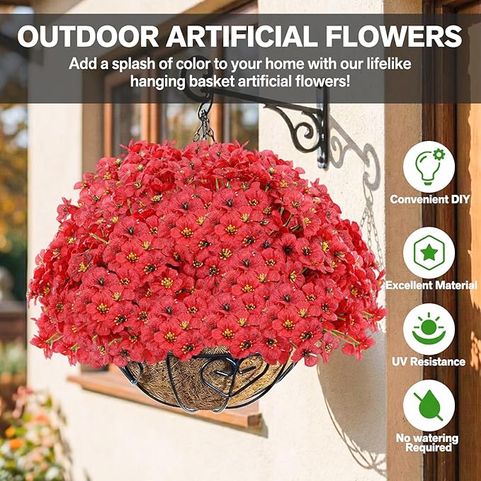 22 Pack Artificial Flowers Outdoor Fake Plants, Faux Flowers UV Resistant - Image 2
