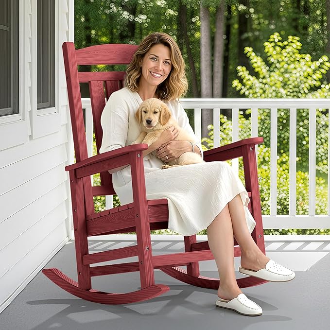 SERWALL Oversized Outdoor Rocking Chair, All-Weather Patio Rocking Chair - Image 2