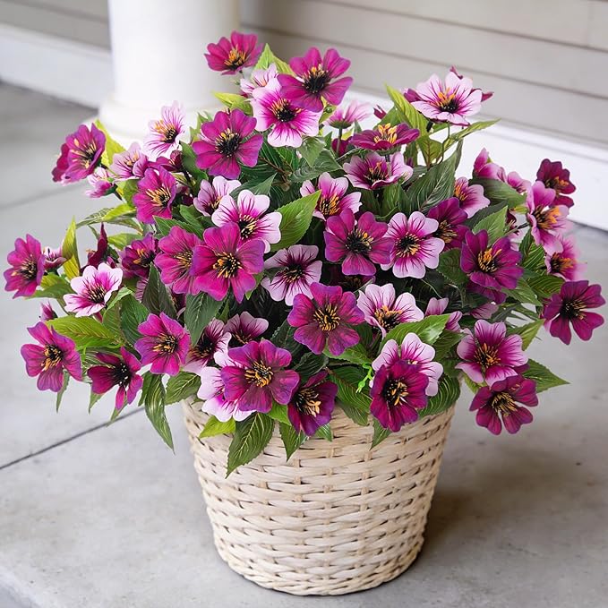 Fake Artificial Flowers for Outdoors Decoration, 4 Bundles Silk Faux Spring by Hrobek