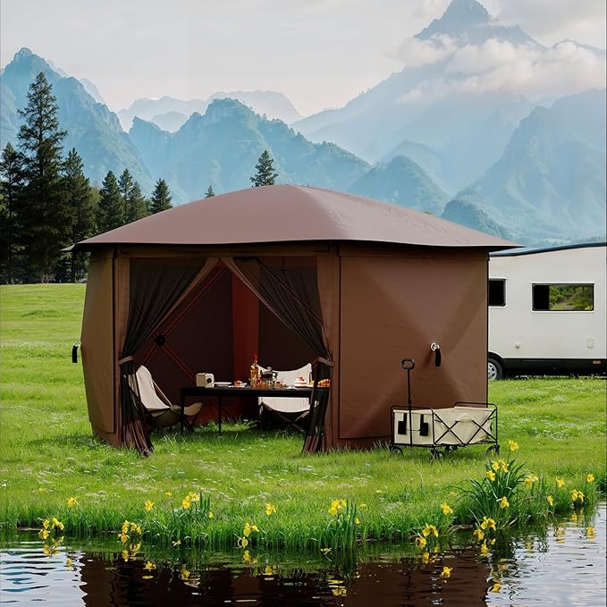 13x13FT 6-Sided Pop Up Gazebo Tent，One-Push Setup Canopy Tent - Image 8