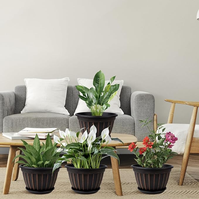 FGstyle 10 Inch Plants Pot, 4 Pack Flower Pots, Planters Pot - Image 6