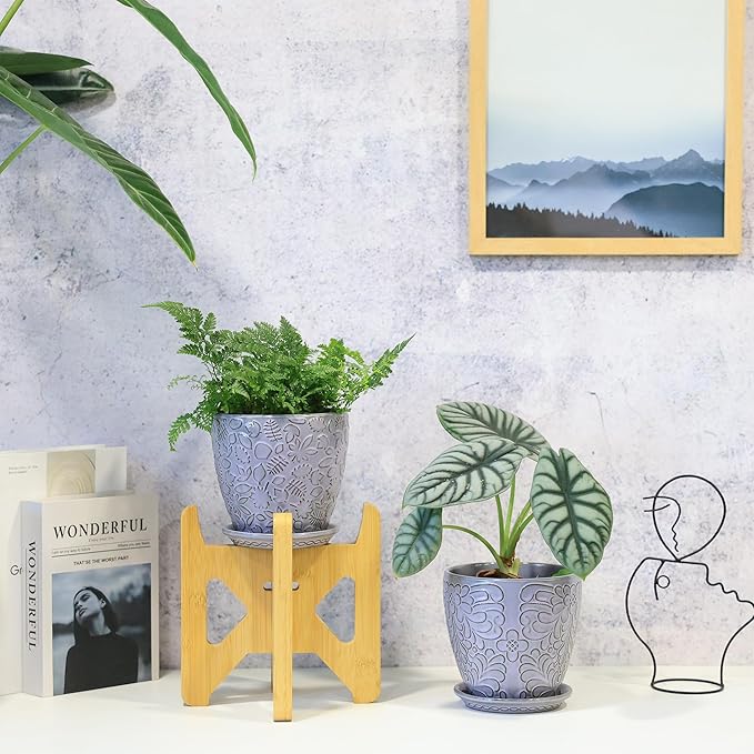 6 Inch Retro Ceramic Planter Set of 2 - Image 4