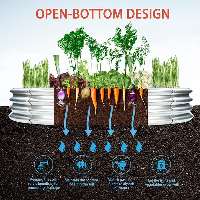 Durable Round Galvanized Steel Raised Garden Bed - Image 4