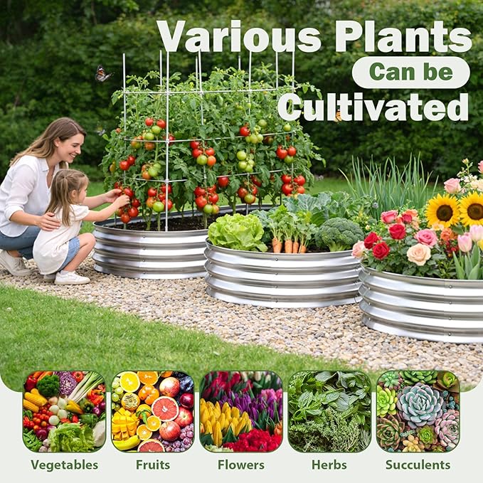 Galvanized Raised Garden Bed Outdoor, Easy Assemble Large Oval Plant Container - Image 3