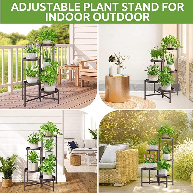 iDavosic.ly 5 Tier Large Plant Stand Indoor, 10 Inch Wide Tall Corner Metal - Image 2