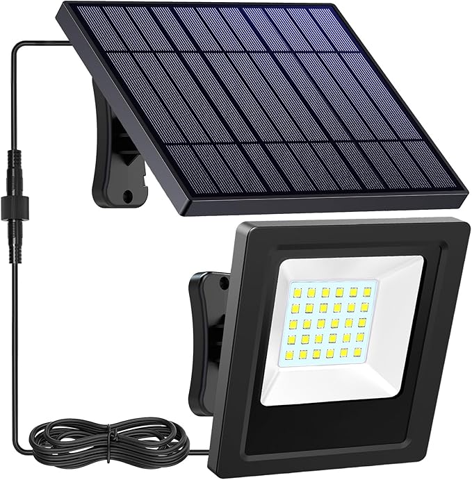 Solar Lights Outdoor 6500K Cool White Solar Flood Lights, Waterproof Dusk to by Lightonight