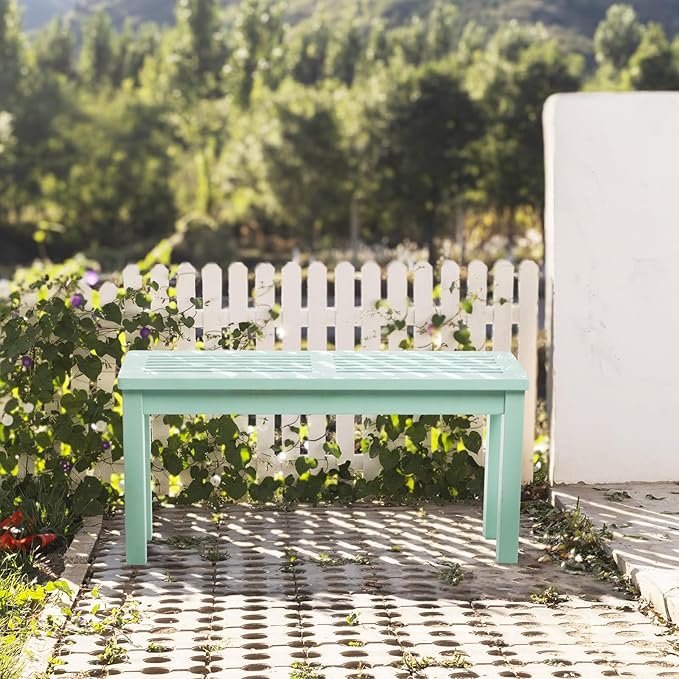 VINGLI Outdoor Wooden Bench, 40” Porch Bench Outdoor Backless Garden Bench - Image 6