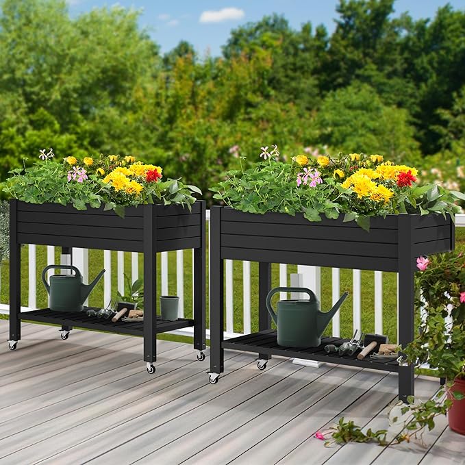 YITAHOME 43.3x17.7x34 in Elevated Garden Bed 2pcs, Outdoor Plastic Planter Box - Image 2