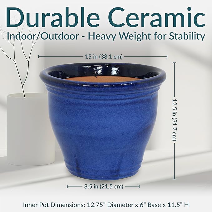 Sunnydaze Large Ceramic Plant Pot - Image 5