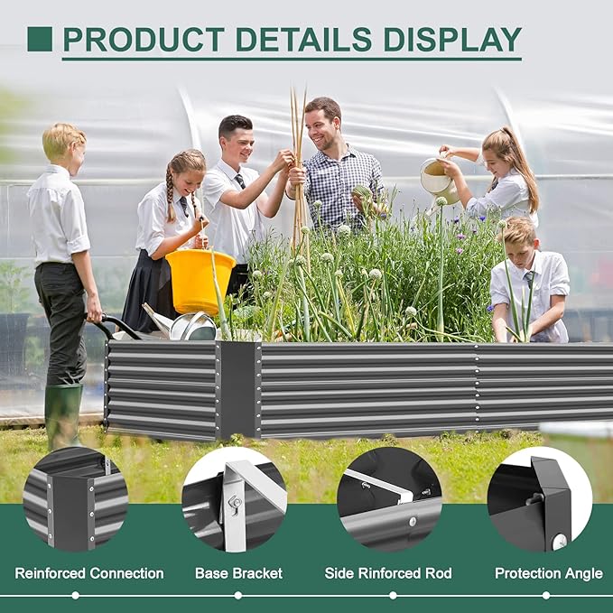 Land Guard 8×4×2 ft Galvanized Raised Garden Bed Kit, Galvanized Planter Raised - Image 5