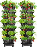 7 Tiered Strawberry Vertical Planter 2 Pack, Stackable Tower Garden Planter by Tectsia