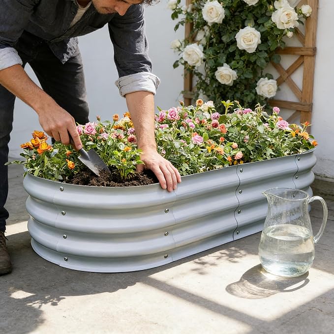 Gardmax 2 Pack Galvanized Raised Garden Bed, Lightweight Planter Boxes Outdoor - Image 9