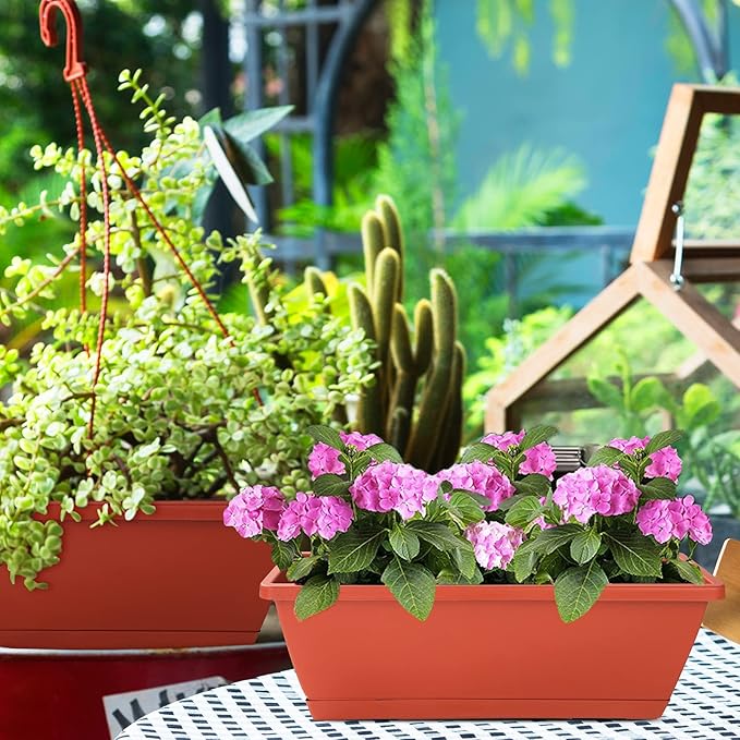 Window Box Planter, 7 Pack Plastic Vegetable Flower Planters Boxes 17 Inches - Image 6