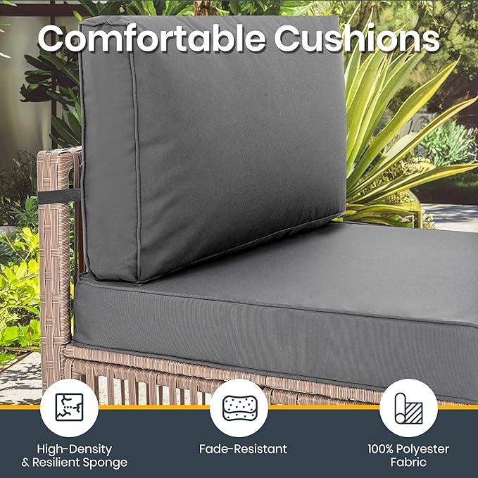 Pamapic 7 Piece Outdoor Sectional Sofa Set, All-Weather Patio Furniture - Image 7