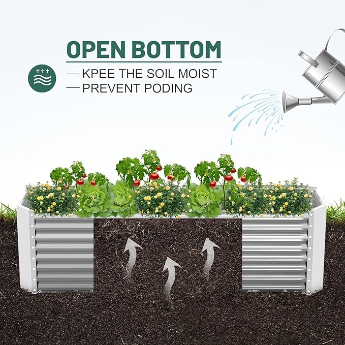 Land Guard 8×4×2 ft Galvanized Raised Garden Bed Kit, Galvanized Planter Raised - Image 3