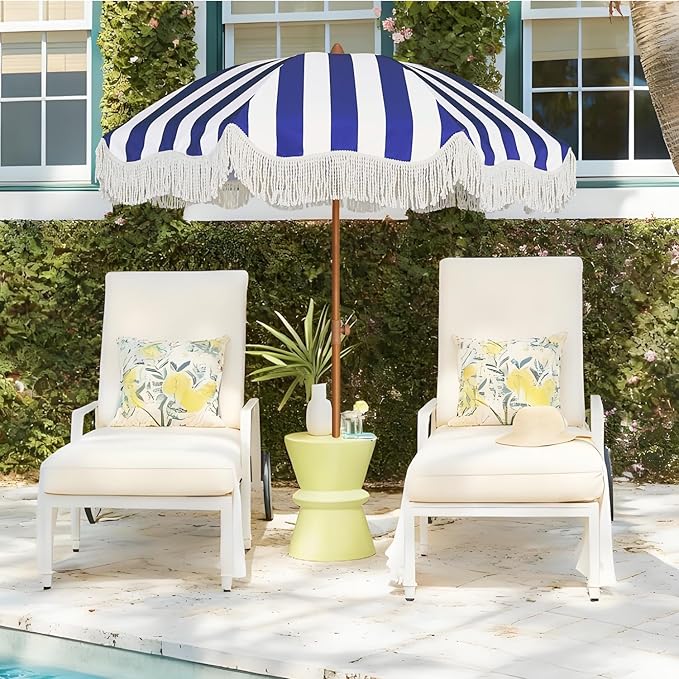AMMSUN Boho Fringe Umbrella Outdoor Patio, 6.5ft UPF50+ Picnic Umbrella - Image 2