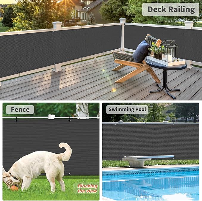 LOVE STORY 3.3'x19.7' Dark Grey Balcony Screen Privacy Fence Cover UV - Image 6