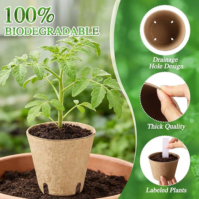 120 Pcs Round Peat Pots 2.4"+3.14"+4" Plant Starter Nursery Pot - Image 3