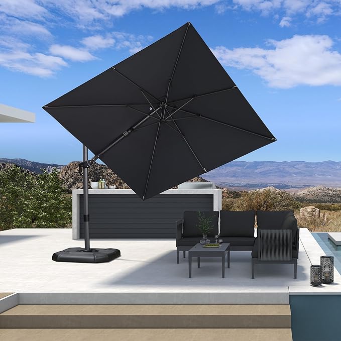 PURPLE LEAF 8.8' X 8.8' Left-right Tilt Patio Umbrella Outdoor Cantilever - Image 2