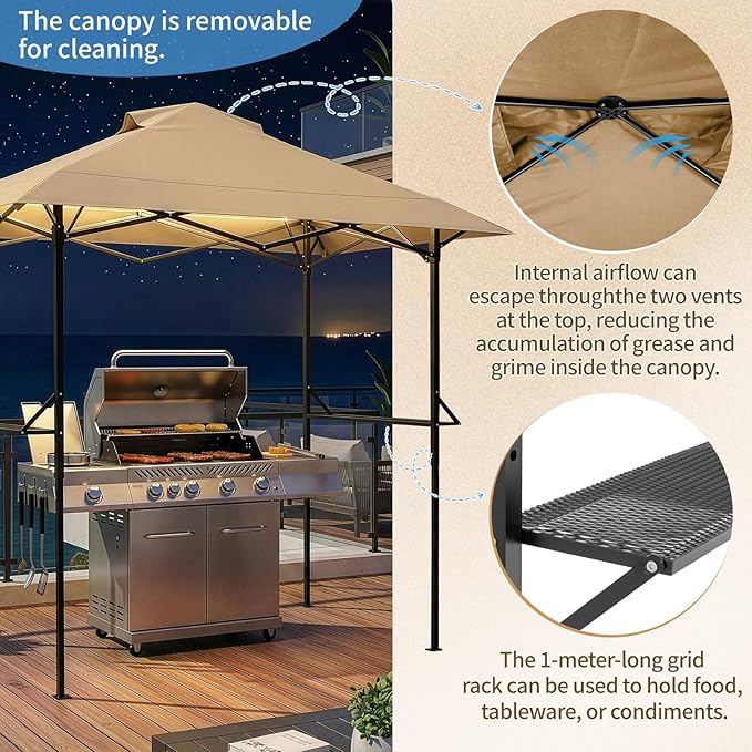 VINGLI 8x5 Pop Up Grill Gazebo BBQ Gazebo - Image 5