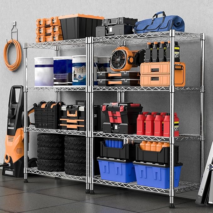 Xcity Storage Shelves, 4 Tier Heavy Duty Metal Shelving Unit, 1600 LBS Capacity - Image 6