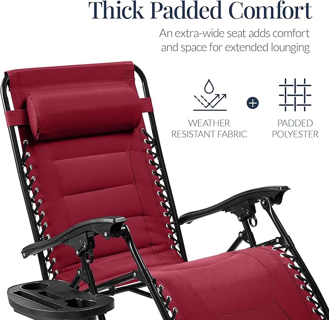 Best Choice Products Oversized Padded Zero Gravity Chair, Folding Outdoor Patio - Image 4