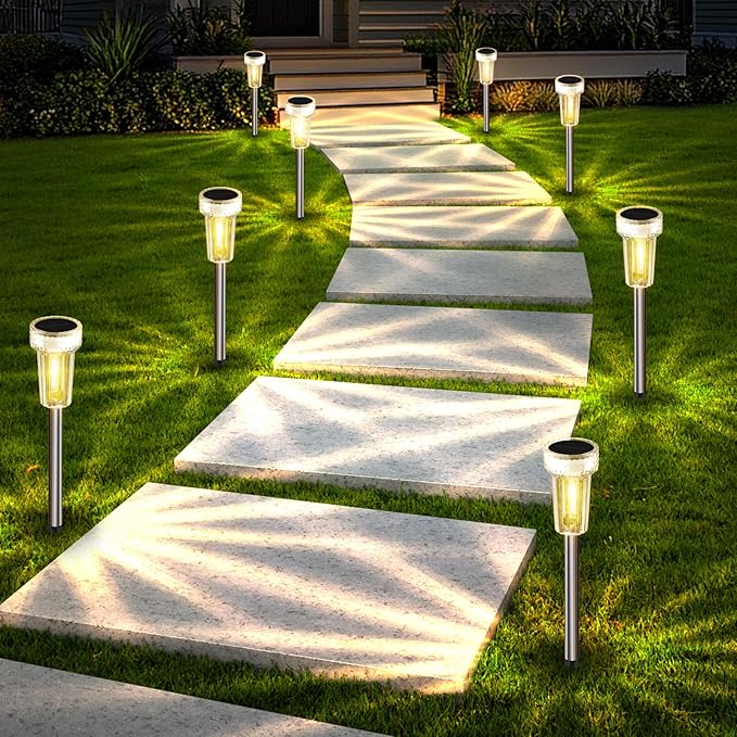 Mancra 12 Pack Solar Pathway Lights Outdoor, Waterproof Metal Solar Outdoor - Image 2