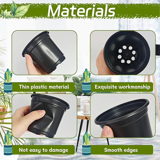 120 Packs Flexible Plastic Nursery Pots, 4 Inch Thickened Soft Plastic Pots - Image 3
