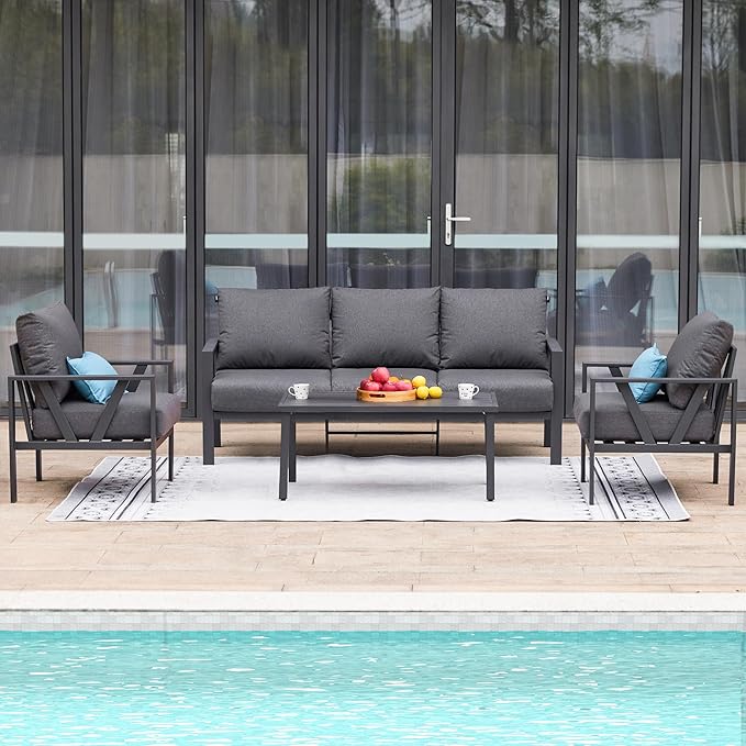 Outdoor Patio Furniture Set, 4 Pieces Metal Patio Furniture Set - Image 8