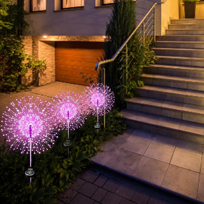 JJGoo Solar Firework Lights, 2 Pack 120 LEDs 2 Lighting Modes Solar Garden - Image 8
