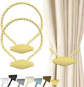 Hion Magnetic Curtain Tiebacks Golden 2pcs, Curtain Tiebacks Buckles Holdbacks by Hion