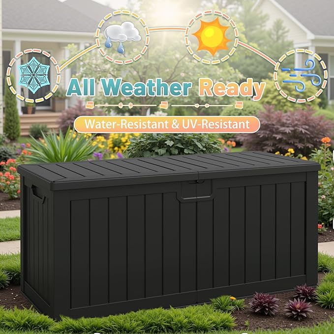 Patiowell 240 Gallon Large Outdoor Storage Box, Waterproof Deck Box - Image 5