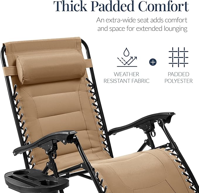 Best Choice Products Oversized Padded Zero Gravity Chair, Folding Outdoor Patio - Image 4