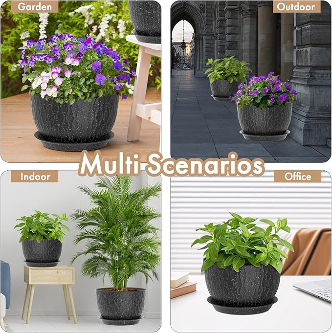 12 Inch Wide Water Ripples Flower Pots - Image 6