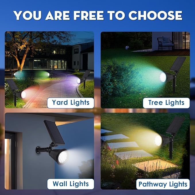 Solar Spot Lights Outdoor, 2-in-1 Wall Mount & Ground Stake 18 LEDs - Image 5